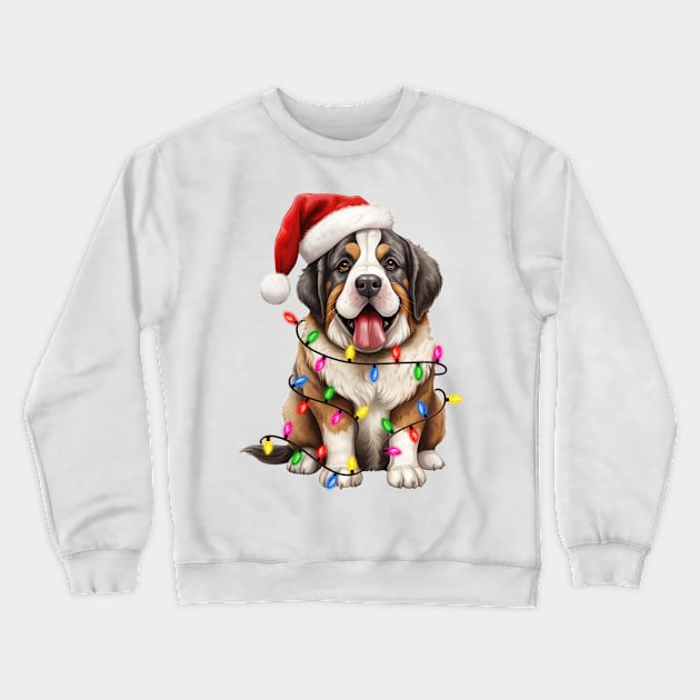 Christmas St. Bernard Crewneck Sweatshirt by Chromatic Fusion Studio